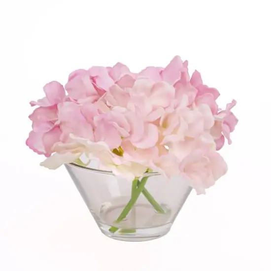 8" Hydrangea in Glass Vase Mixed Mauve {1}