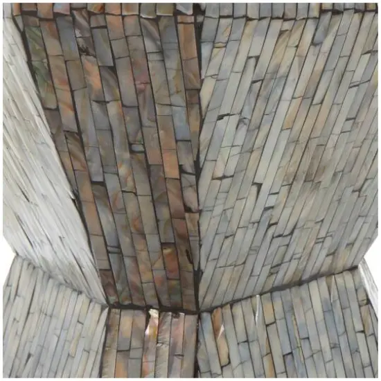 20" Gray Mother of Pearl Hourglass Accent Table {6}
