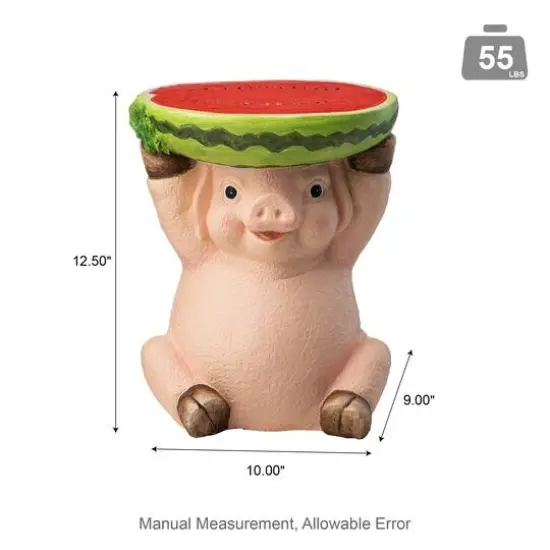 Glitzhome&reg; 12.5" Pig Holding a Watermelon Decorative Garden Stool {9}