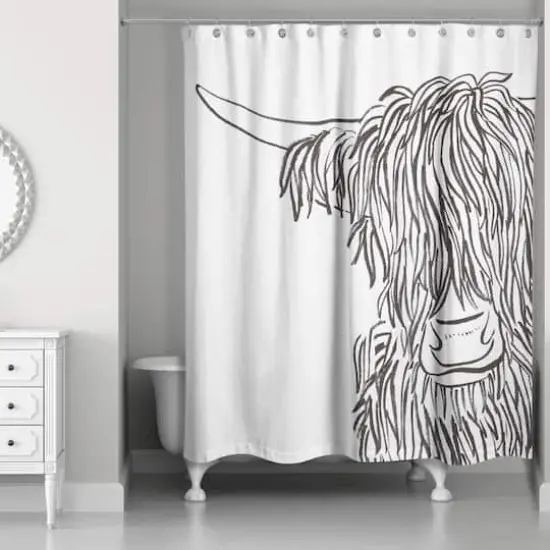Wash-Up Cow Sketch 71" x 74" Shower Curtain {1}