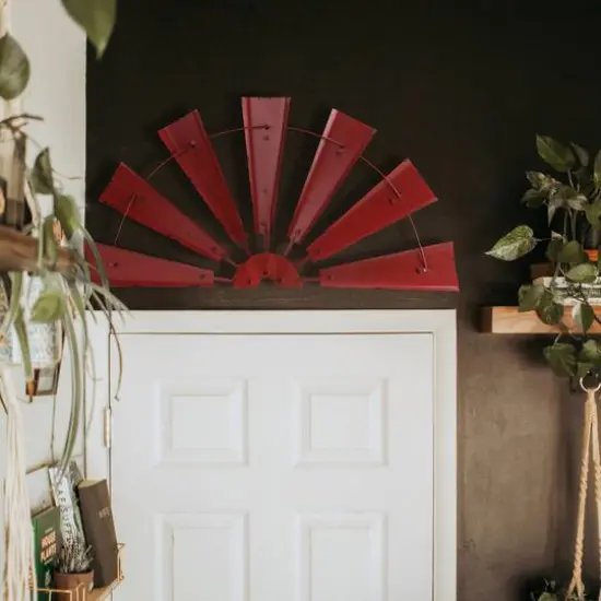 Glitzhome&reg; 32" Red Half Wind Spinner Wall D&eacute;cor {5}