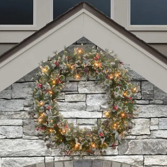 48" Pre-Lit Glittery Wreath {4}