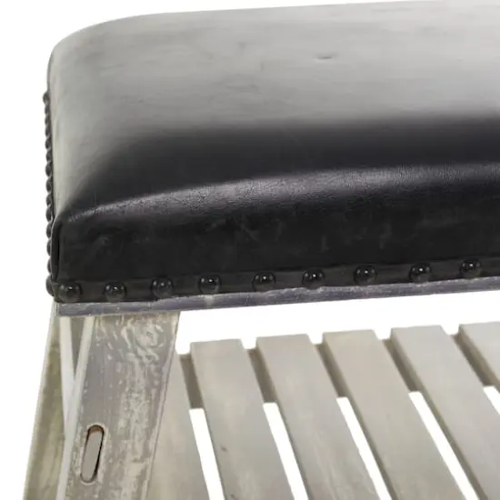 42" Black Wood Bench With Lower Shelf {4}