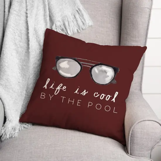 Life by the Pool Indoor/Outdoor Throw Pillow Maroon {3}