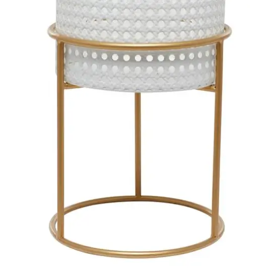 Set of 3 White Iron Contemporary Planter, 23" x 19" x 16" {9}