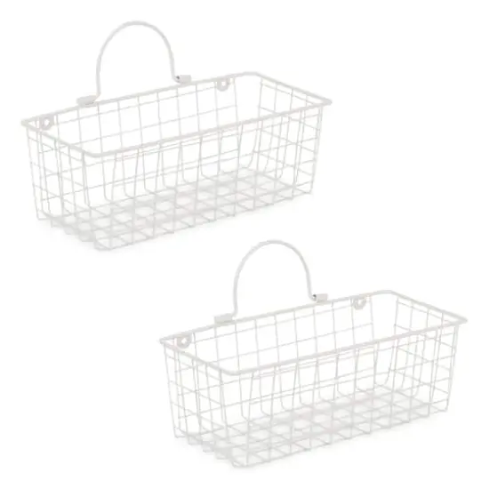 DII&reg; Small Wire Wall Baskets, 2ct. Antique White {1}