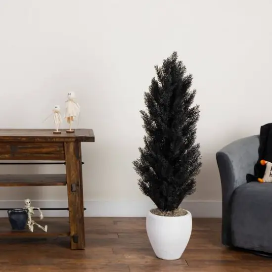 4ft. UV Resistant Artificial Halloween Black Cedar Tree (Indoor/Outdoor) {7}