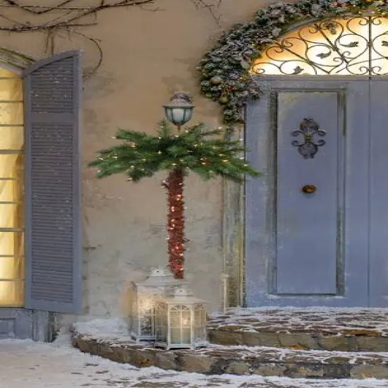 6ft. Pre-Lit Palm Artificial Christmas Tree, Dual Color LED Lights {4}