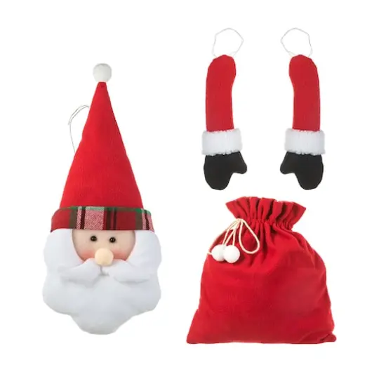 Glitzhome&reg; 20" Jumbo Christmas Fabric Santa Ornament Set {7}