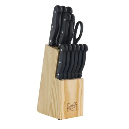 Gibson Home&reg; Westover 13-Piece Black Stainless Steel Cutlery Set with Wood Storage Block {1}