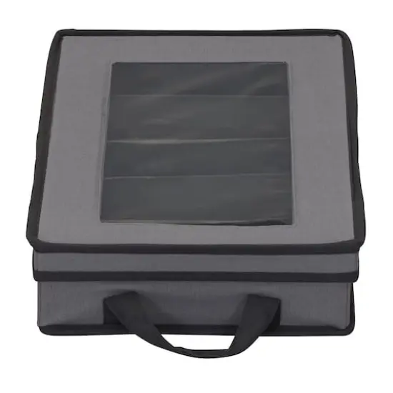 Household Essentials 19" Windowed Flatware Storage Chest Gray {7}