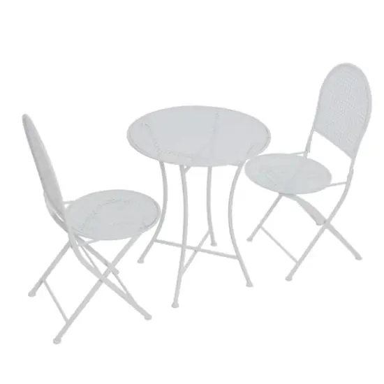 Hello Honey&reg; Metal Cane Outdoor Bistro Patio Set White {6}