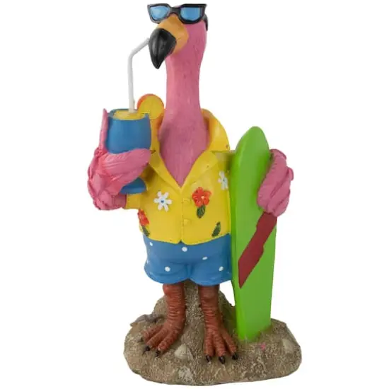 11.5" Tropical Pink Flamingo Outdoor Garden Statue {1}