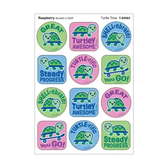 TREND Enterprises® Turtle Time, Raspberry Scent Scratch 'n Sniff Stinky Stickers®, 48 Per Pack, 6 Packs {3}