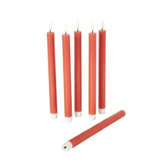 11" Flameless Wax Candles with Remote Control, 6ct. Red {4}