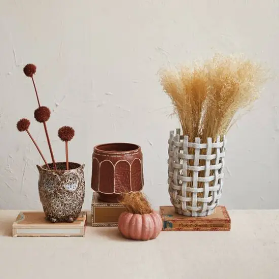 Hello Honey&reg; 7" Brown Reactive Glaze Decorative Stoneware Owl Shaped Planter {3}