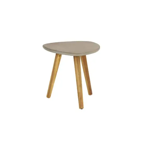 16" Gray Wood Modern Outdoor Accent Table {3}