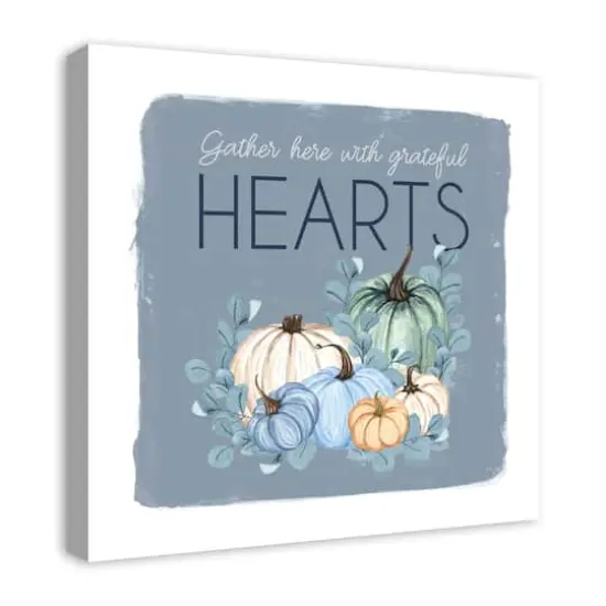 Gather Hearts Blue Mood Pumpkins Canvas Wall Art {3}