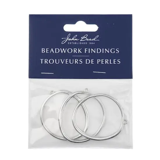 John Bead 40mm Silver Organic Circle Beadwork Pendants, 3ct. {5}