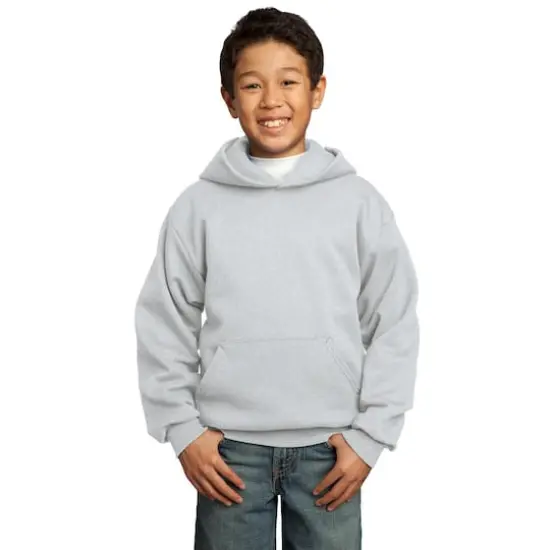 Port & Company&reg; Neutrals Youth Core Fleece Pullover Hooded Sweatshirt Ash {3}