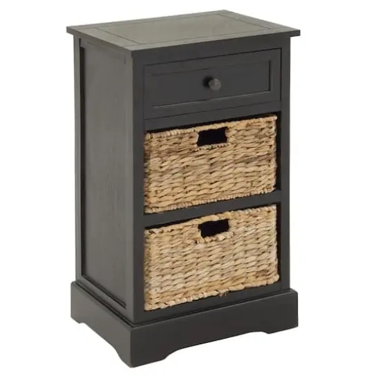 28" Black Farmhouse Wood Storage Cabinet {1}