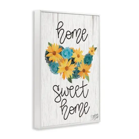 Stupell Industries Floral Americana Phrase Framed Giclee Art White {4}