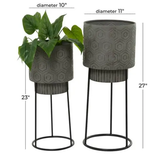 Dark Gray Metal Modern Planter Set {8}