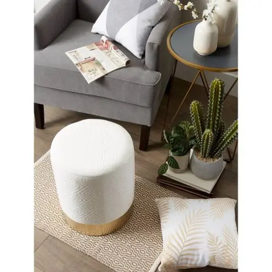 16.5" White Velvet Stool {7}