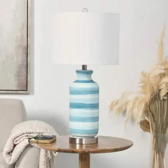 2ft. Contemporary Blue Glass Accent Lamp {12}