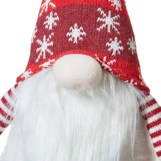 Glitzhome&reg; 28" Fabric Christmas Gnome Shelf Sitter with Dangling Legs {9}