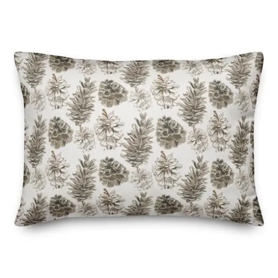 Pinecones on White Rectangle Throw Pillow {1}