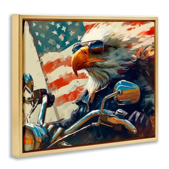 Stupell Industries Patriotic Bald Eagle Floater Framed Art Gold {4}