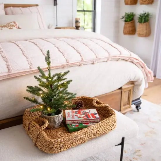 1.5ft. Pre-Lit Artificial Mini Christmas Tree in Basket with 20 Warm White LED Lights {9}