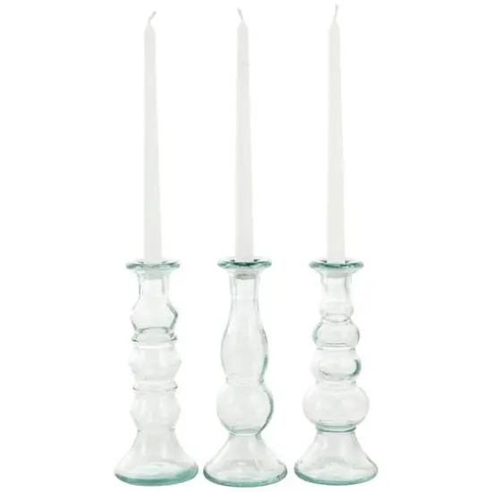 Clear Recycled Glass Candle Holder Set {4}