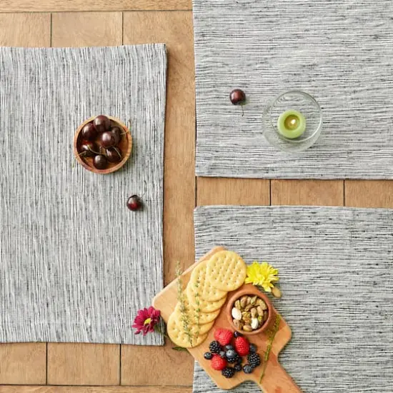 DII&reg; Tonal Recycled Cotton Slubby Rib Placemats, 6ct. Black/Off White {5}