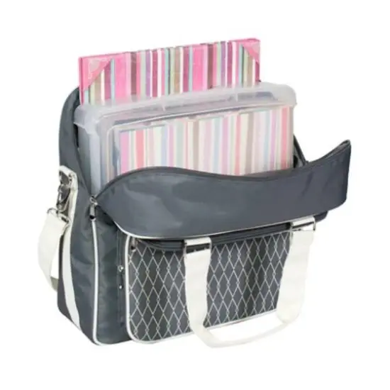 Everything Mary Deluxe Gray and White Scrapbook Carrying Storage Tote {3}