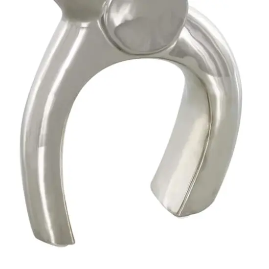 Abstract Arched Elephant Ceramic Sculpture Set Silver {8}