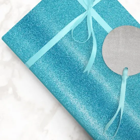 JAM Paper Glitter Gift Wrap Aqua Blue {5}