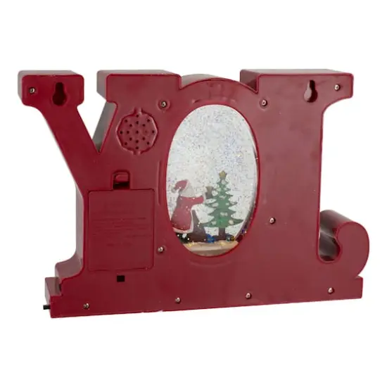 11" LED Lighted Red & Gold Joy Christmas Glitter Snow Globe {6}