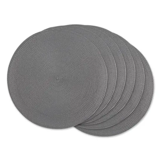 DII&reg; Round Plastic Woven Placemats, 6ct. Gray {1}
