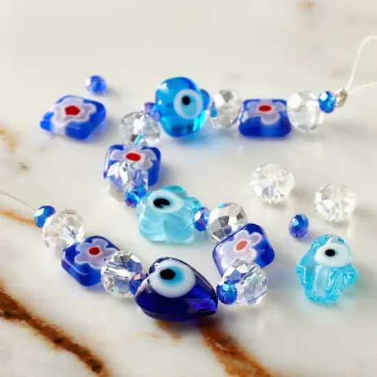 Blue Evil Eye Lampwork Glass Bead Mix by Bead Landing&trade; {3}