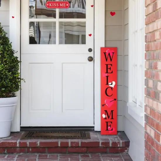 Glitzhome&reg; 36" Valentine's Wooden Welcome Porch Sign {4}
