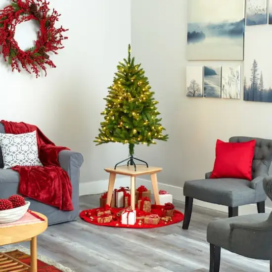 4ft. Pre-Lit Sierra Spruce Artificial Christmas Tree, Clear LED Lights {7}