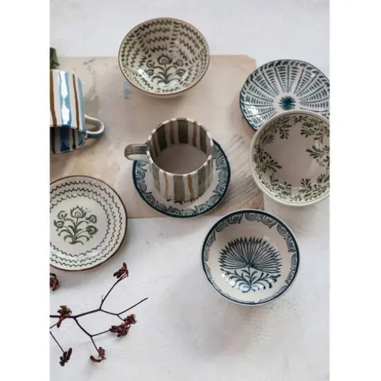 Hello Honey&reg; 5" Striped Stoneware Mug Set {6}