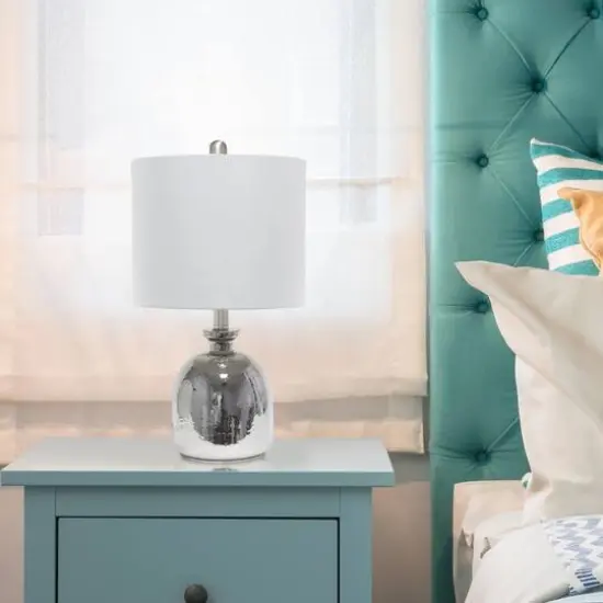 Lalia Home 20" Metallic Gray Hammered Glass Jar Table Lamp {6}