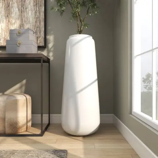 3ft. White Modern Tall Floor Vase {12}