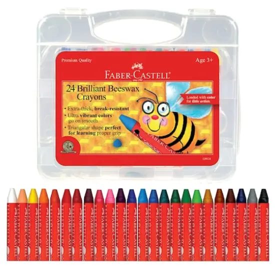 Faber-Castell 24 Color Brilliant Beeswax Crayons in Storage Case {1}