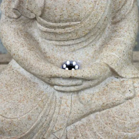 28" LED Lighted Praying Buddha Outdoor Water Fountain {6}