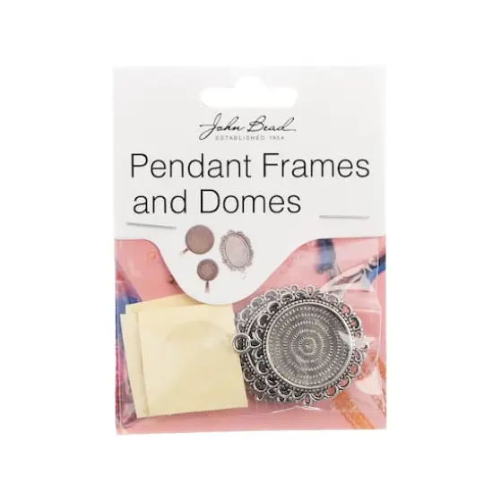 John Bead 27mm Antique Silver Round Pendant Frames, 3ct. {3}