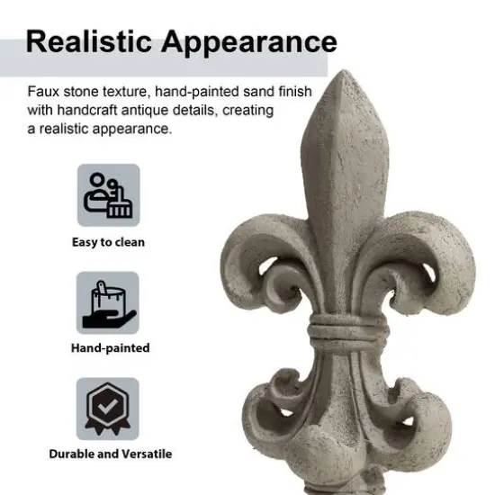 Glitzhome&reg; 21" Gray Standing Fleur De Lis Garden Statue {8}